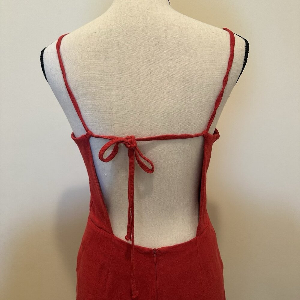 Oak + Fort Jumpsuit Women’s Medium  Wide Leg Tie Back Mark On Ankle - Picture 4 of 16